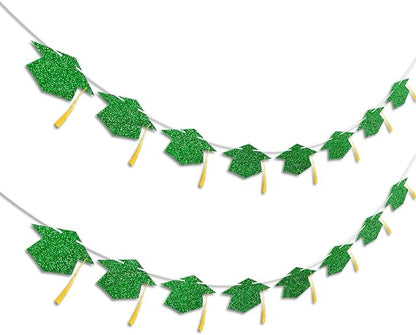 Graduation Decorations Class of 2026 Green Graduation Cap Banner - Image 2