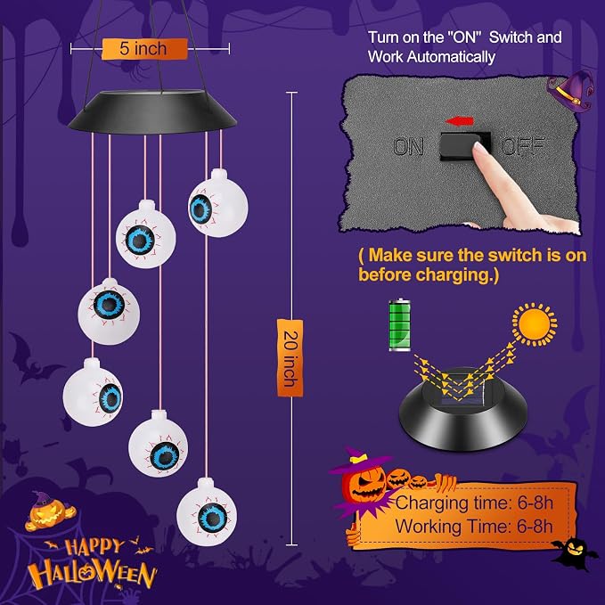 Winzwon Halloween Decorations Outside Solar Outdoor Lights | Waterproof Wind - Image 8
