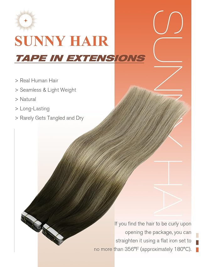 Sunny Hair Tape in Hair Extensions Human Hair Brown Balayage Blonde Tape in Extensions 24 Inch Real Hair Extensions Tape in 20Pcs 50g