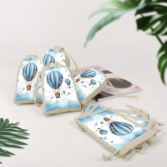 DWTJKMS Blue Hot Air Balloon Gift Bags 8 Pcs Adorable Christmas Gift Bags - Image 4