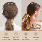 THXSILK 100% Mulberry Silk Bow Scrunchies 3-Pack, 22 Momme Mulberry Silk Hair Ties for Women, Cute Bunny Ear No Damage Ponytail Holders, Fashion Hair Accessories for Girls(M, Metallic Gold)
