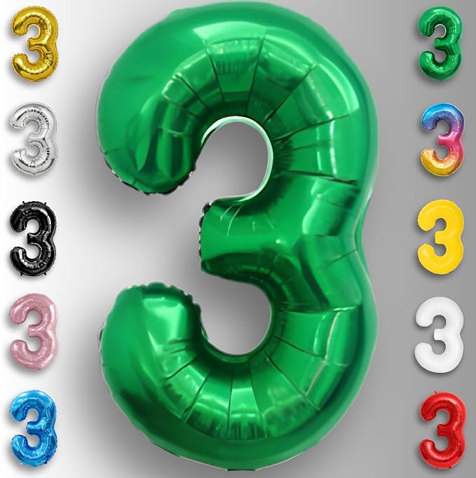 Green Number Balloon 3 Mylar Foil Balloons 16 inch - Image 3