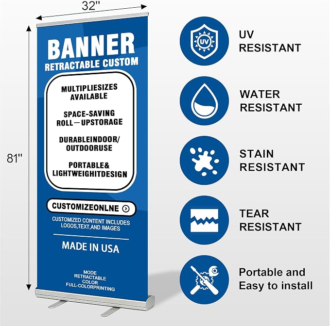 Custom Retractable Banner with Stand, Personalized Roll Up Banner, Full Color - Image 3