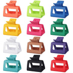 2 Inch Medium Hair Claw Clips 12 Pcs Square Hair Clips for Thin Hair Matte Nonslip Acrylic Banana Jaw Clips Bulk Hair Accessories for women and Girls - Dopamine