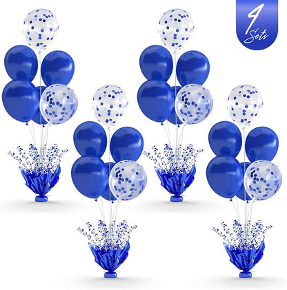 Royal Blue Balloon Table Centerpiece Kit, 4 Set Blue Balloon Stands by Besutolife