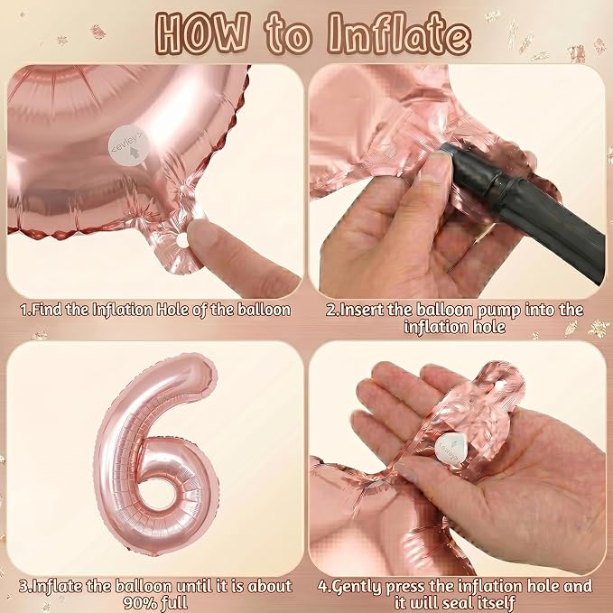 Rose Gold Number 6 Balloon 40 Inch, Luxurious Rose Gold Foil - Image 5