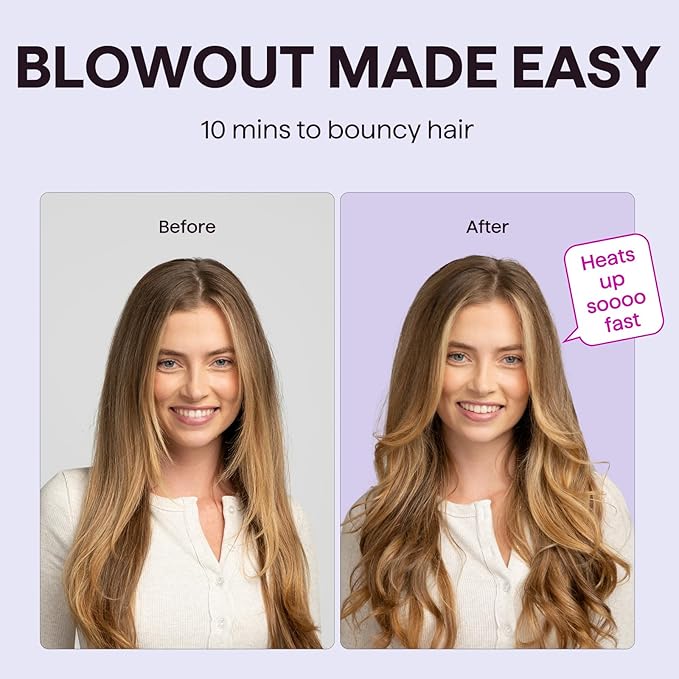 Wavytalk Blowout Boost Thermal Brush, 1.5 inch Heated Round Brush for Blowout Look, Negative Ion Technology, Ceramic Tourmaline, 5 Temperature Settings, Christmas Limited Edition