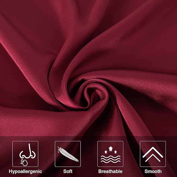 Mulberry Silk Pillowcase for Hair and Skin,King Size Cooling Silk Pillow Case with Hidden Zipper,Allergen Proof Dual Sides Soft Breathable Smooth Silk Pillow Cover for Women(King,Dark Red)