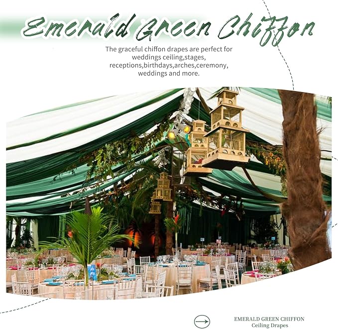 Showgeous 6 Panels Emerald Green Ceiling Drapes - Image 5
