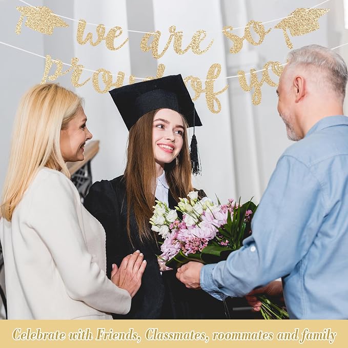 2026 Graduation Decorations Pre-Strung Blingbling We Are So Proud of You Banner - Image 4