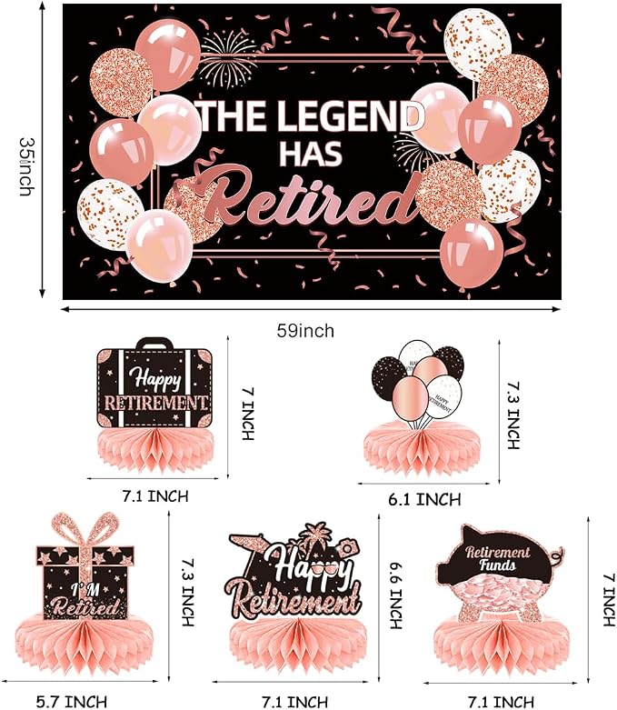 Happy Retirement Party Decorations Men Women, Rose Gold Retirement Party - Image 4