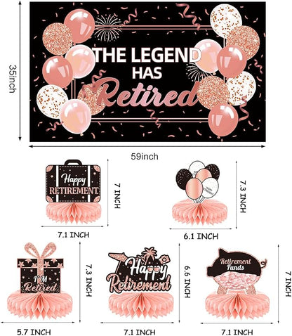 Happy Retirement Party Decorations Men Women, Rose Gold Retirement Party - Image 4