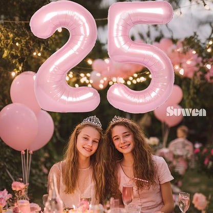 SUWEN 40 Inch Large Pink 25 Balloon Numbers Big Foil Helium Number Balloons 0-9 - Image 4