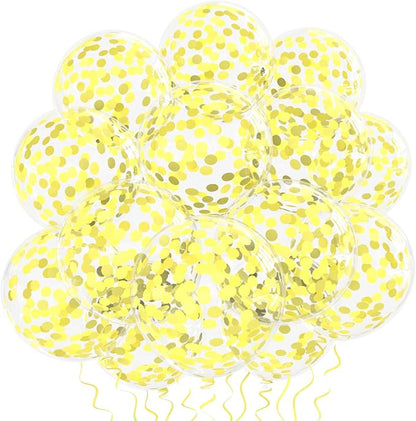 25 Pcs Yellow Confetti Balloons, 12 Inch Thickened Clear Latex Balloon by VHUWE