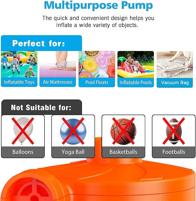 Electric Air Pump for Inflatables, Portable Quick-Fill Air Pump - Image 2
