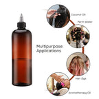 Segbeauty 16.9oz Amber Squeeze Bottles, 2Pcs 500ml Refillable Hair Dye Colored Applicator Bottle with Angled Tip, PET Twist-On Top Tip Plastic Empty Dyeing Tool for Hair Color Perm Oil Salon