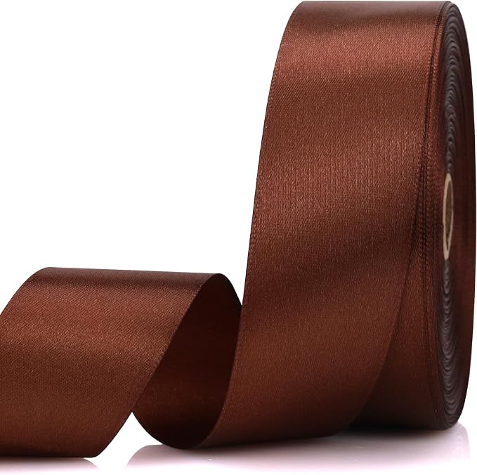 1-1/2 Inch 60 Yards Brown Solid Satin Ribbon by Unknown