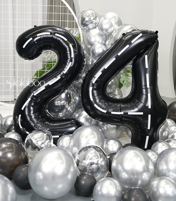 Race Car 40 Inch Black 24 Big Large Helium Balloon Number 0-9 | Track Giant - Image 5