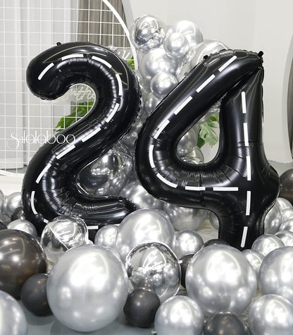 Race Car 40 Inch Black 24 Big Large Helium Balloon Number 0-9 | Track Giant - Image 5
