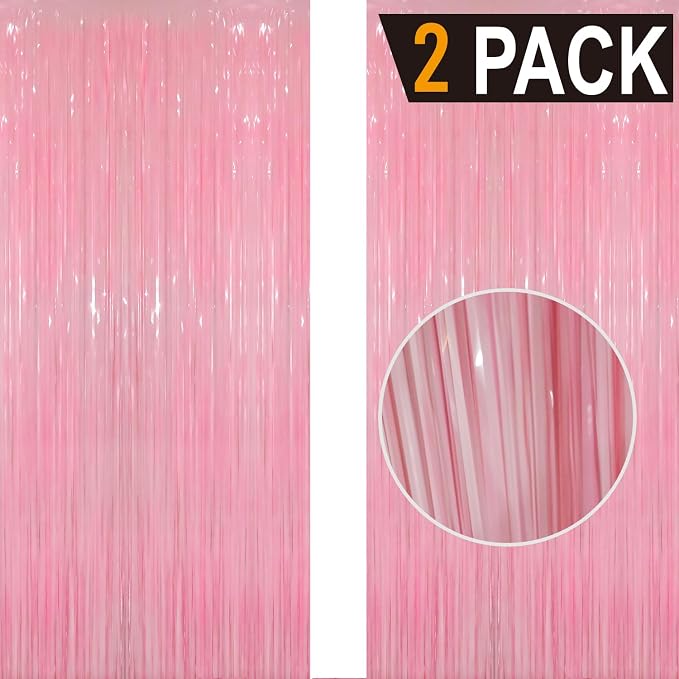 GOER 6.4 ft x 8.2 ft Foil Fringe Curtains Party Photo Backdrop Party Streamers - Image 2