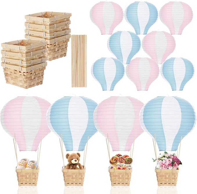 Meooeck 8 Sets Hot Air Balloon Tables Centerpieces, 11.8'' Paper Lantern Party by Meooeck