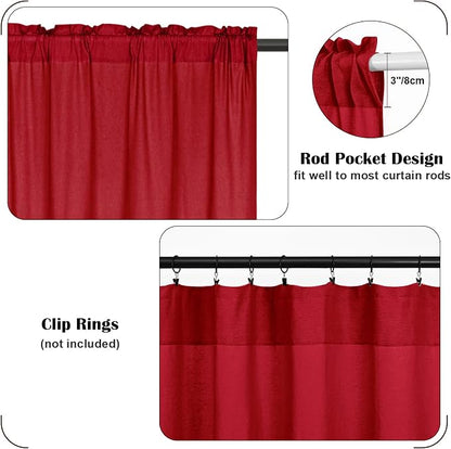 Farmhouse Valance Curtains, Boho Cotton Linen Kitchen Valance, Country Rod - Image 8