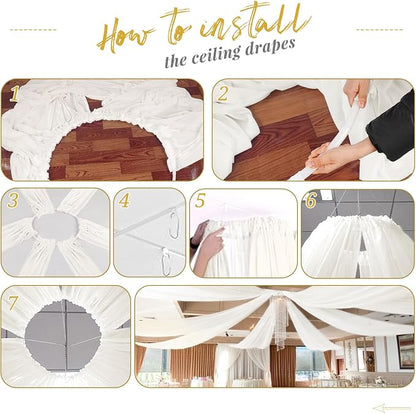 8 Panels Ivory Ceiling Drapes for Wedding Ceiling Drapes 5ftx20ft Wedding Arch - Image 7