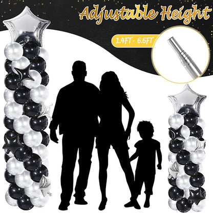 Gejoy Black Silver Balloons Column Stand Kit Adjustable Tower Stand from 1.4 to - Image 5