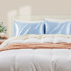 Light Blue King Size Satin Pillowcase Set of 2 with Envelope Closure,Light Blue Silk Pillowcase for Hair and Skin (20x36)