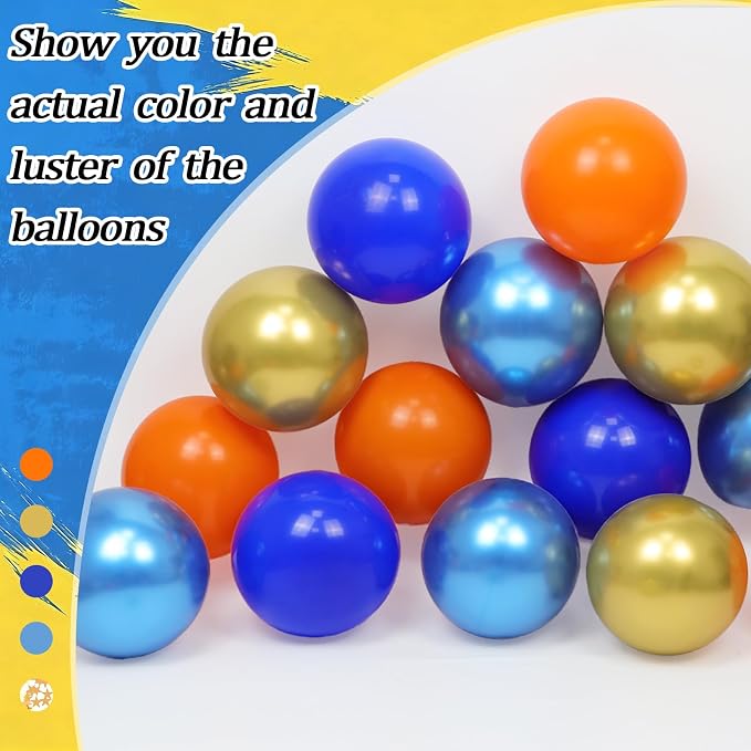 60pcs Royal Blue and Orange Balloons 12inch - Image 4