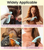 6PCS Professional Hair Comb Set for Women & Men Rat Tail, Wide & Fine Tooth Combs for Curly Hair, Braiding, Barber Styling, Cutting & Parting (Green)