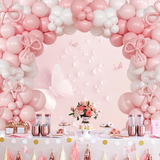 Pink Balloon Garland Arch Kit 148pcs, 18in Pink and White Coquette Balloon Set - Image 2