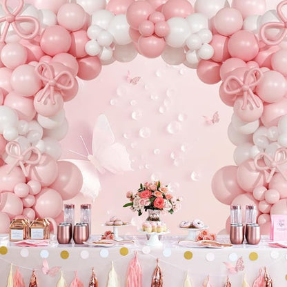 Pink Balloon Garland Arch Kit 148pcs, 18in Pink and White Coquette Balloon Set - Image 2