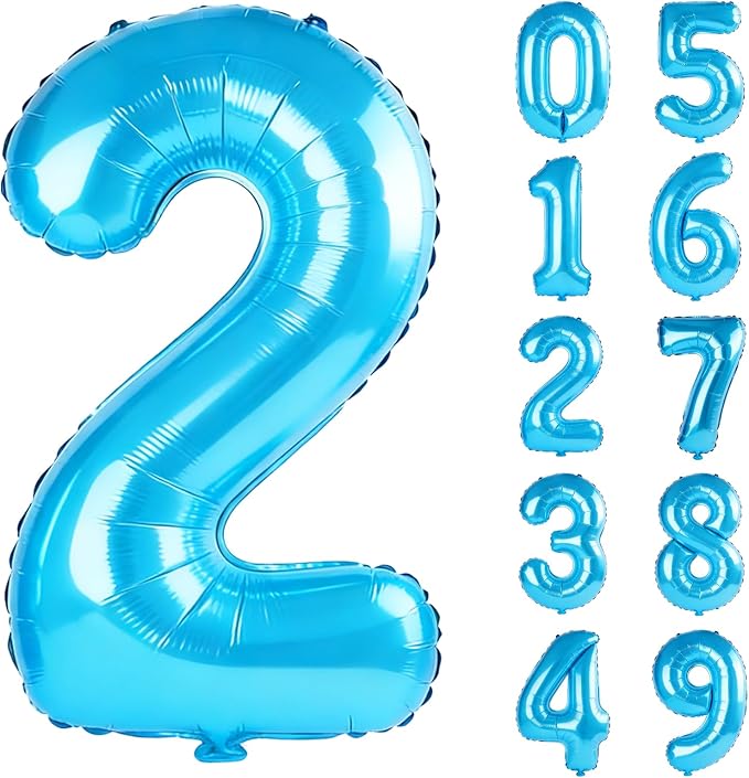40 Inch Number 2 Balloons for 2nd Birthday Party Decorations, 0-100 Jewelry by FOBELEC