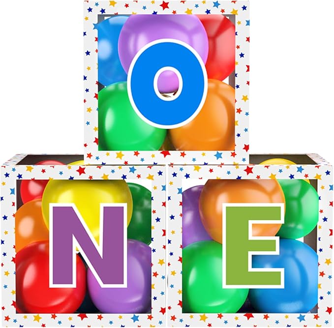 First Birthday Decorations for Boy Girls, ONE Balloon Boxes by TGMMC