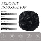 Large Messy Bun Hair Piece Curly Synthetic Extensions Scrunchies Fake Chignon Updo Hairpieces for Women Jet Black