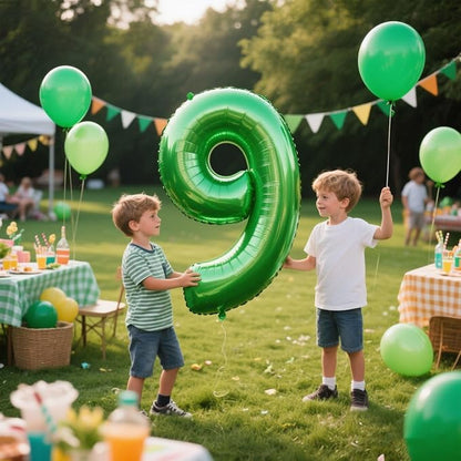 Number Balloons 9 Balloon Dark Green - Image 2