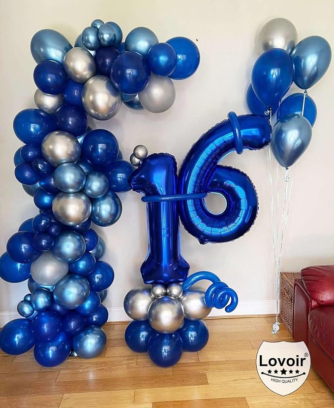 Navy Blue 15 Number Balloons, 40 Inch Giant Number 15 Balloons Foil Mylar - Image 5