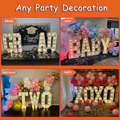 4FT Marquee Light Up Letters, Large Marquee Letters, Mosaic Balloon Frame - Image 6