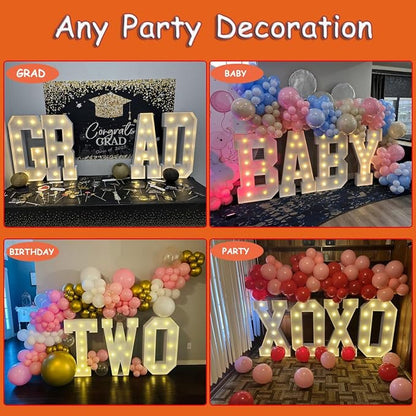 3FT Marquee Light Up Letters, Large Marquee Letters, Mosaic Balloon Frame - Image 7