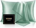 INFIIXSO Mulberry Silk Pillowcase for Hair and Skin, Silk Pillow Cases Standard Size with Hidden Zipper 20x26 Inches, Super Smooth and Soft Cooling Pillow Cases for Hot Sleepers(Mint Green, 1 Pack)