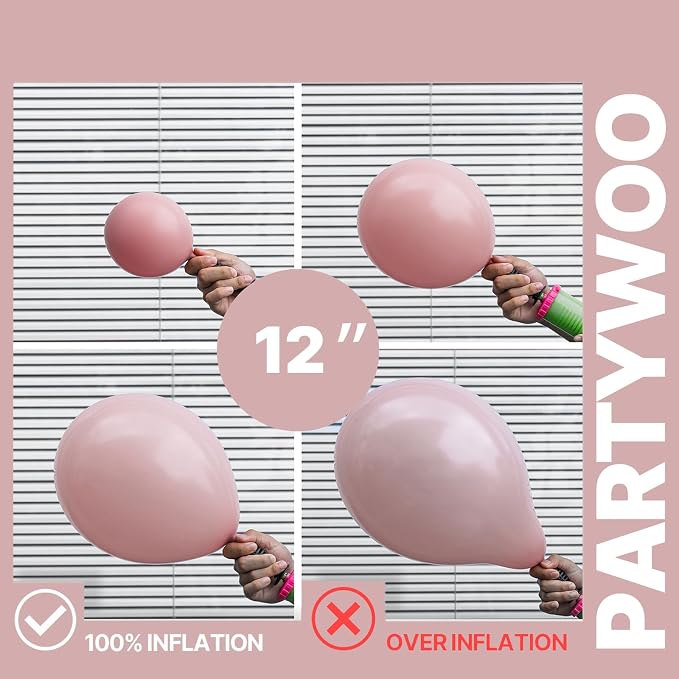 PartyWoo Dusty Pink Balloons 66pcs Pack Pink Latex Helium Balloons | Nude - Image 5