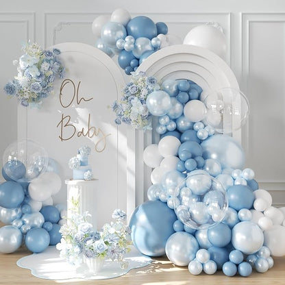 Dusty Blue Balloon Arch Kit 108Pcs Double Stuffed Balloons Garland Including by LANGASQUE