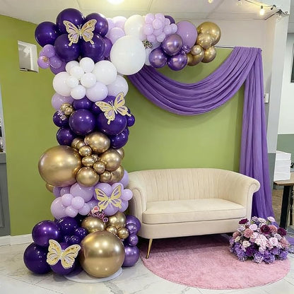 103pcs Purple and Gold Balloon Garland Arch Kit, 18/12/10/5 Inch Metallic Gold - Image 3