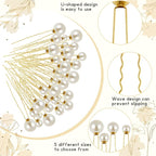 NEBURORA 36 Pcs Wedding Pearl Hair Pins U Shape Pearl Hair Accessory for Brides Bridesmaids Women Gold