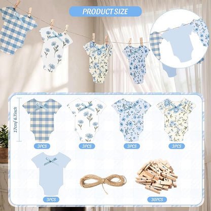Frienda Baby in Bloom Paper Banner Baby Shower Blue Paper Bodysuit Dress - Image 2