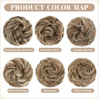 SARLA 2PCS Messy Hair Bun Hair Pieces Wavy Curly Synthetic Updo Fake Scrunchies Ponytail Extension for Women Bernstein Multi