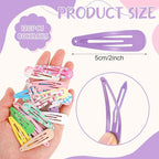 obeoby 120 Pcs 40 Colors Metal Snap Hair Clips, 2 Inch Hair Barrettes Hair Accessories for Girls Toddlers Women Birthday Valentines Day Gifts