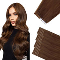 Sindra Invisi Edge Tape in Extensions Human Hair, Auburn Ginger Invisible Seamless Extensions Real Human Hair 14 Inch 40g 20pcs Injected Tape ins