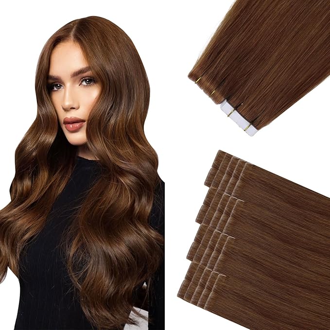 Sindra Invisi Edge Tape in Extensions Human Hair, Auburn Ginger Invisible Seamless Extensions Real Human Hair 14 Inch 40g 20pcs Injected Tape ins